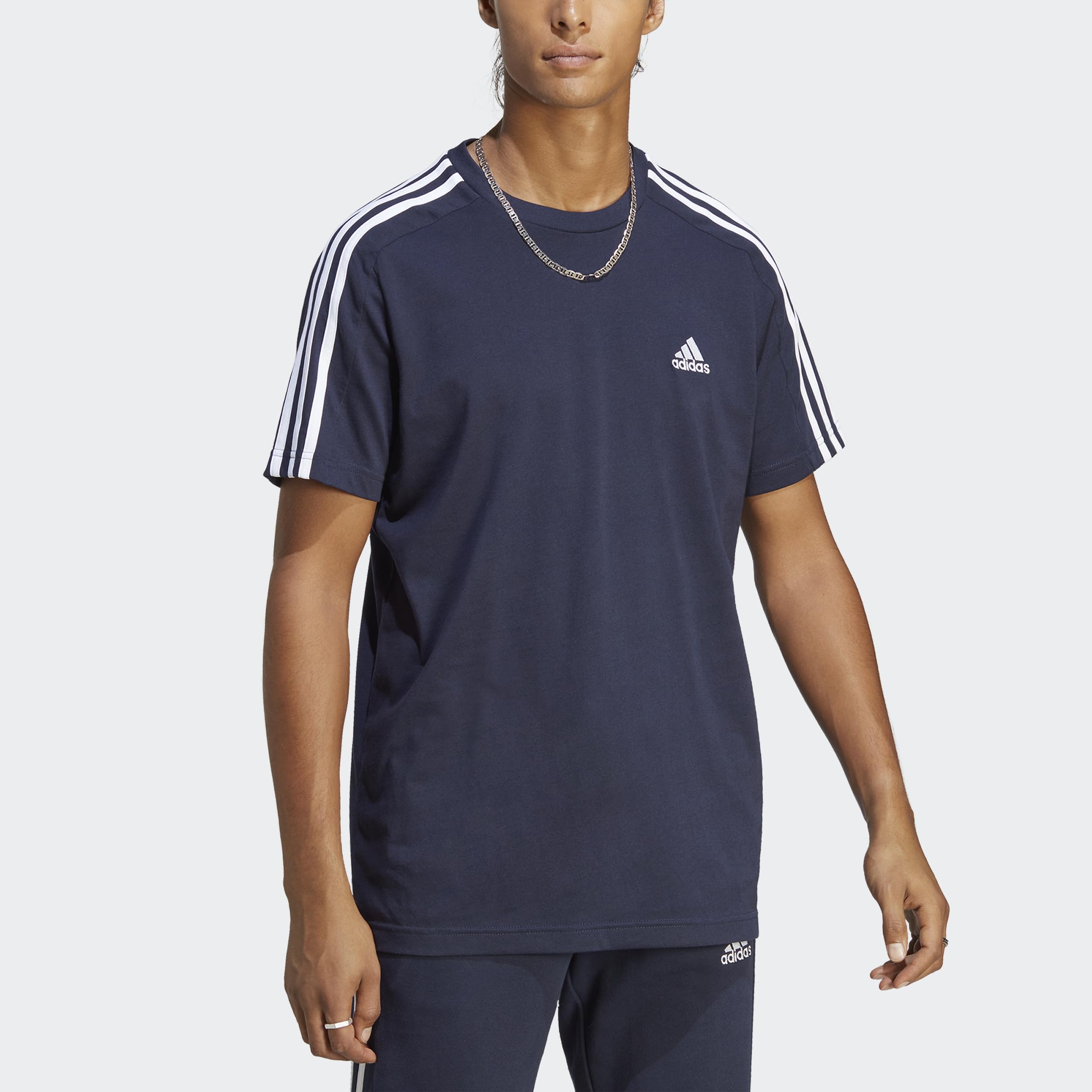 adidas Essentials Single Jersey 3-Stripes tee Camiseta de Manga Corta Hombre (Pack de 1)