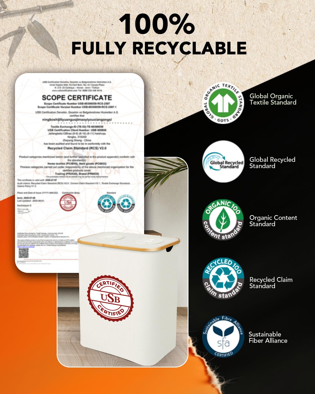 SOUTHGATE 37 Gallon Recycling Bin for Kitchen with 2 Compartments, 140L Large Indoor Recycling Trash Can with Lid, 2 Removeable Reusable Inner Bags Bottle Can Glass Waste Plastic Stickers, White