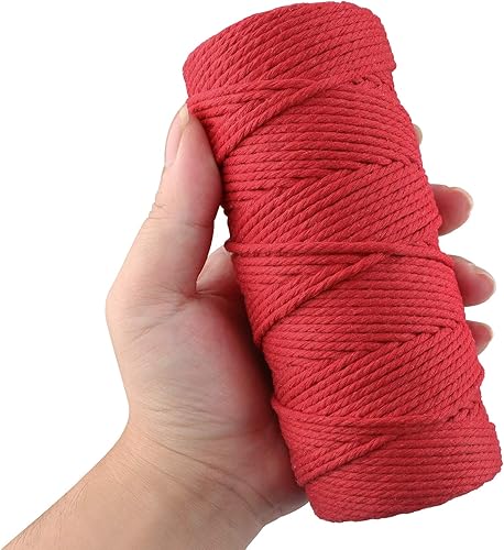 Miniatura 24 de JijAcraft Cordón de macramé de 0.118 in x 328 pies, cuerda de algodón para tejer, ganchos de plantas, colgar en la pared, suministros