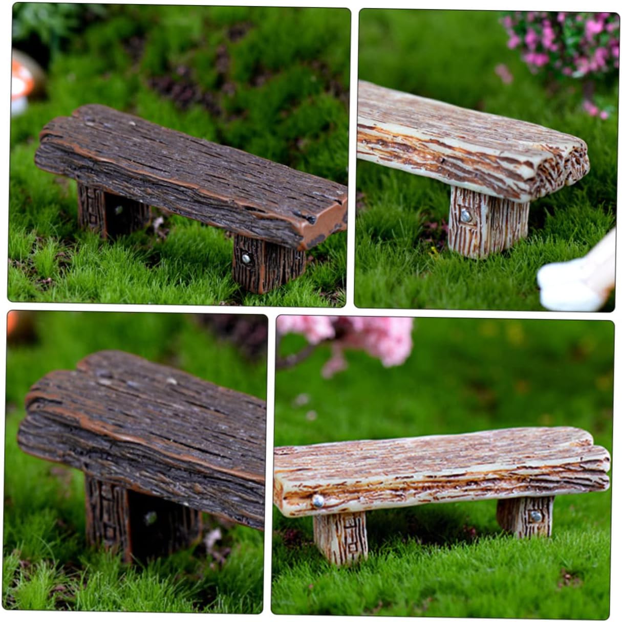 6pcs Miniature Resin Stools Decor Imitated Wood Design for Micro Landscapes for Fairy Gardens Dollhouses Home Decor Random Colors Included
