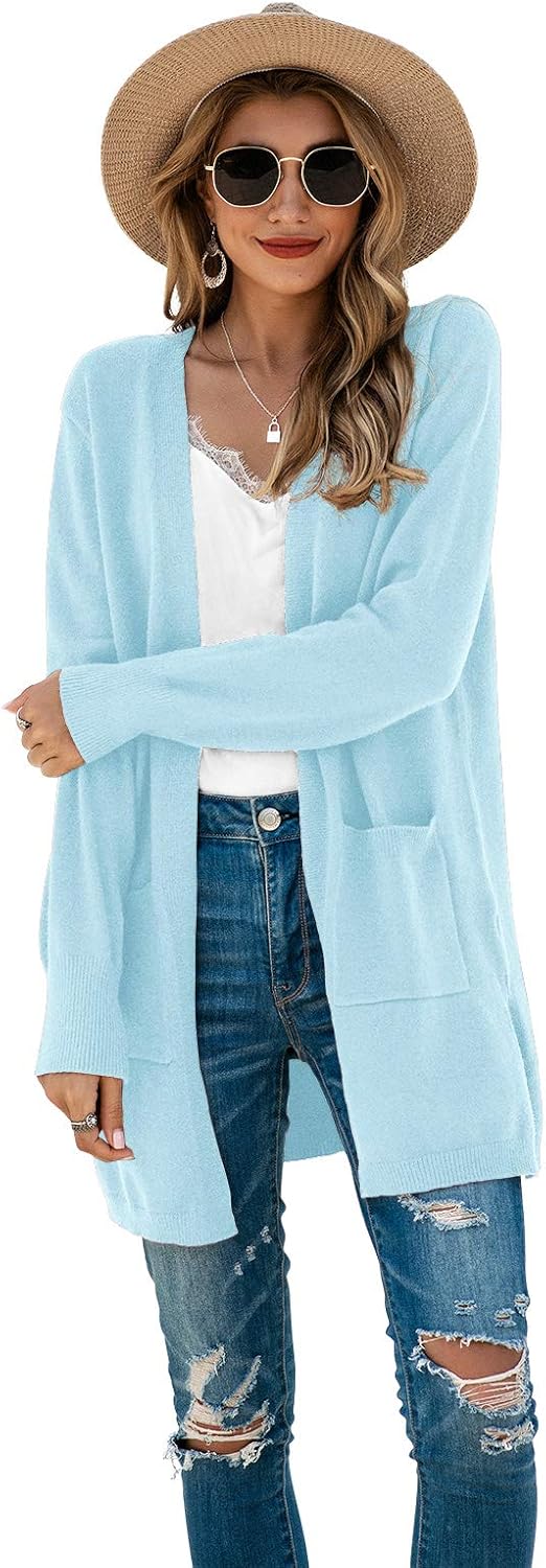 TASAMO Women's Kimono Cardigan Long Sleeve Open Front Casual Knit Sweaters Coat Oversized Soft Outwear with Pockets - Image 4