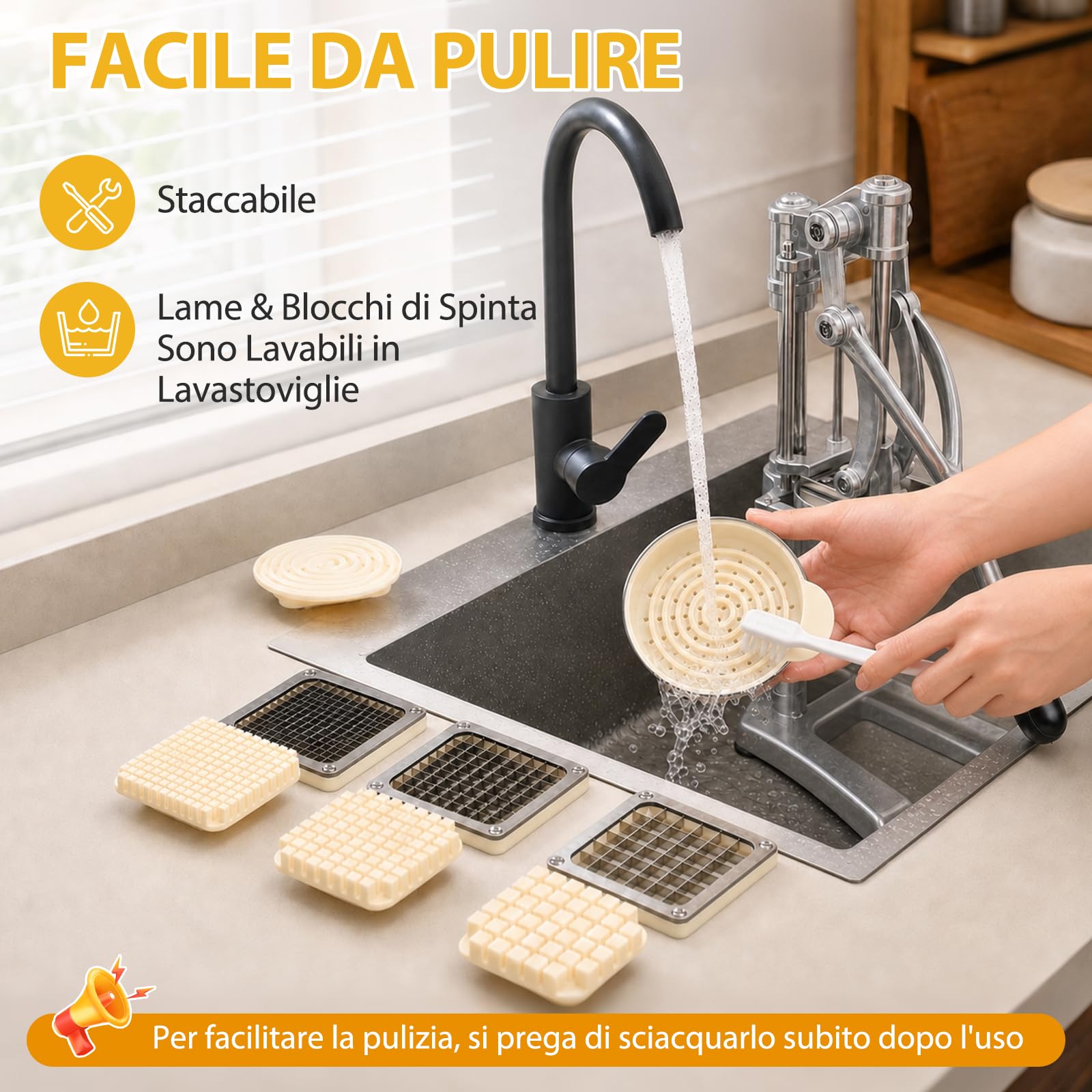 Anatole 2 in 1 Tagliapatate per Patate Fritte & Spremiagrumi Manuale a Leva