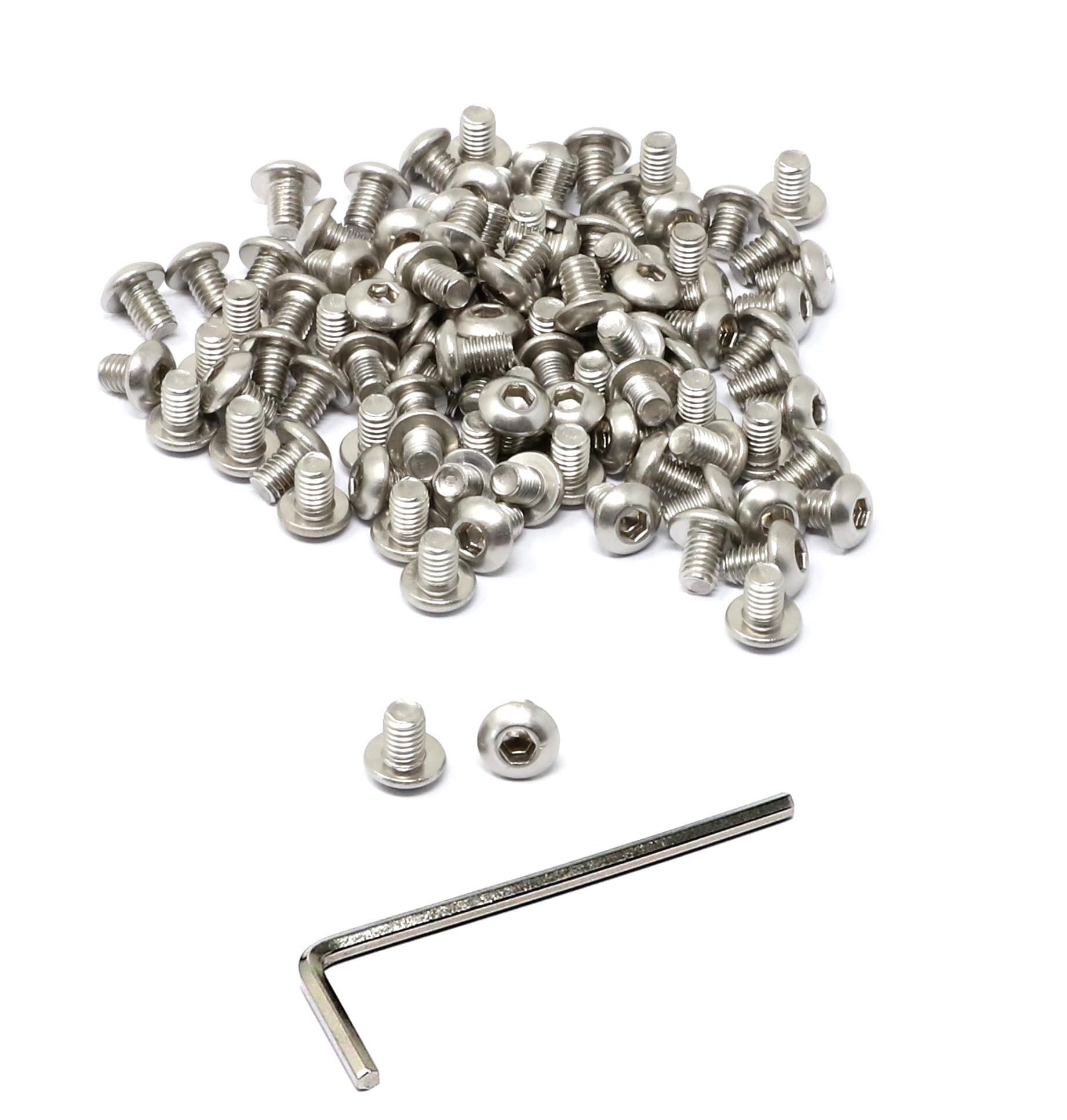 iExcell 100 Pcs M3 x 4 mm Stainless Steel 304 Hex Socket Button Head Cap Screws Bolts Kit, Thread Pitch 0.5 mm