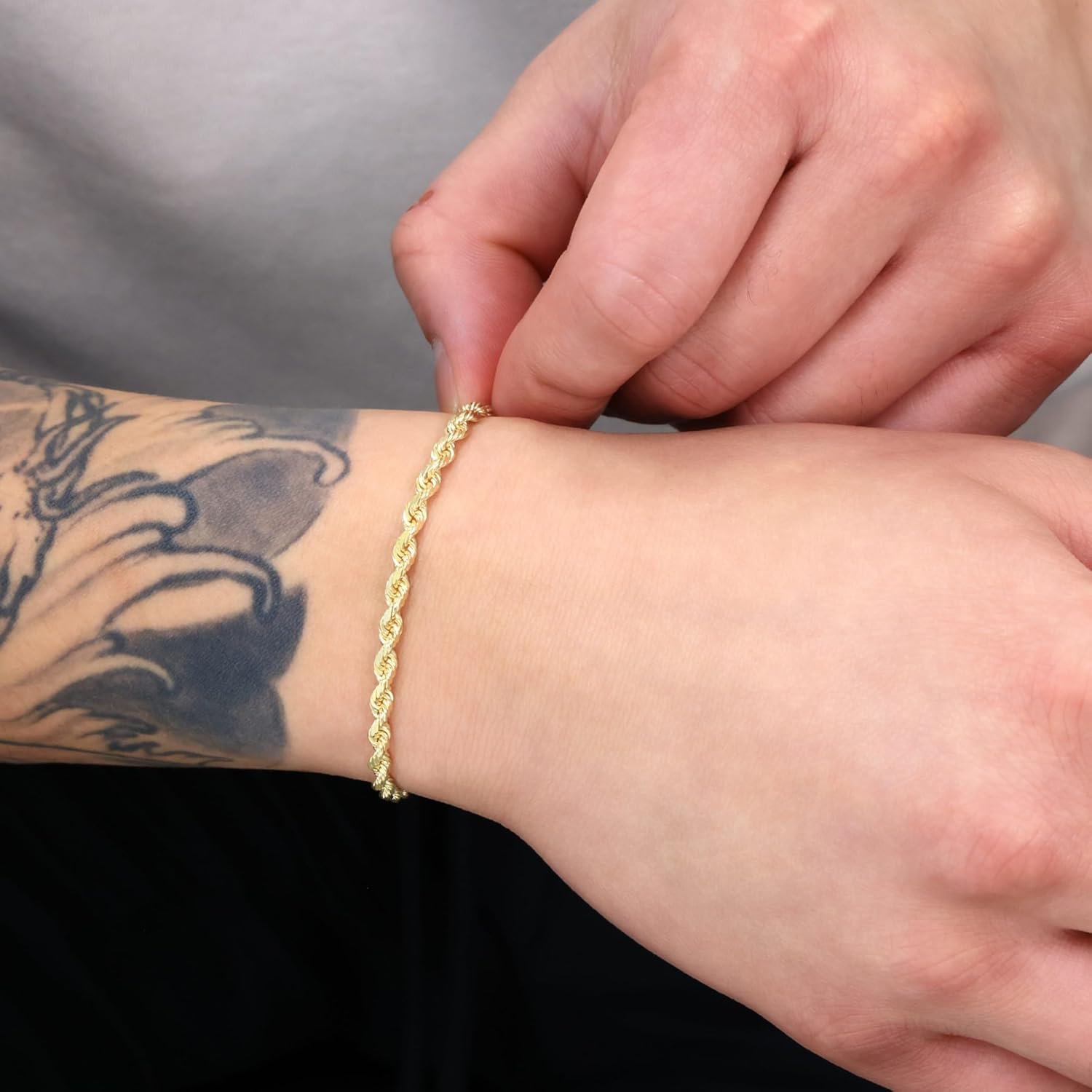 Nuragold 14k Yellow Gold 3mm Rope Chain Diamond Cut Bracelet or Anklet (7"-9") Italian Jewelry for Men & Women - Image 3