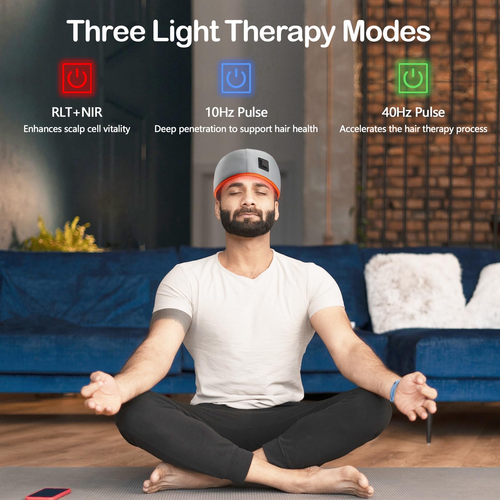 Rotlichttherapie-Kappe, 120 LEDs Haarwachstum Cap mit Nahinfrarotlicht, 660nm & 850nm Dual-Wellenlänge, Kopfhautstimulation Haarpflege für dünner werdendes Haar