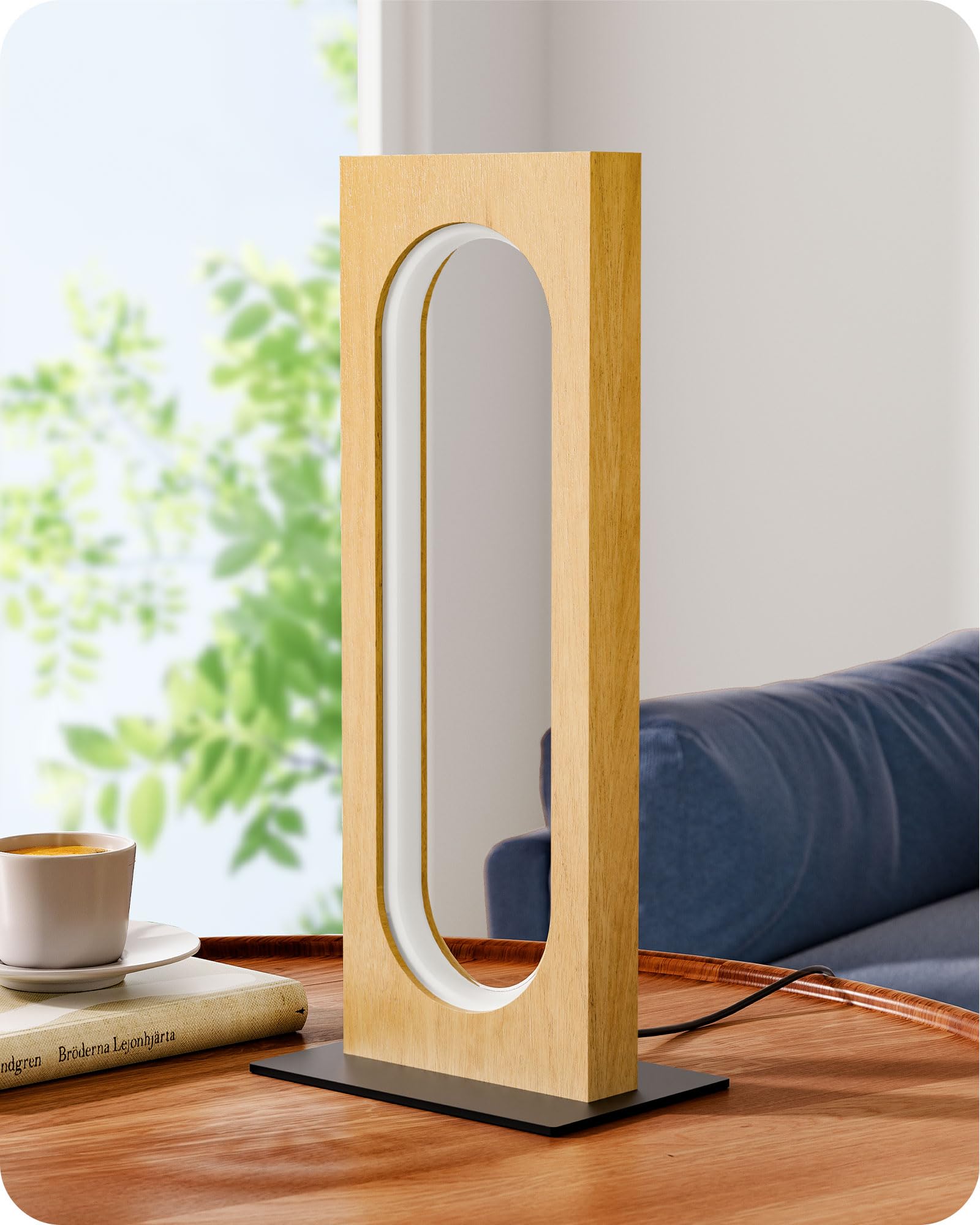 EDISHINE LED Tischlampe Holz, Nachttischlampe Touch Dimmbar, 3 Farbtemperaturen, 500 Lumen, moderne Nachttischlampe geeignet für Wohnzimmer, Schlafzimmer, Büro, Geschenk