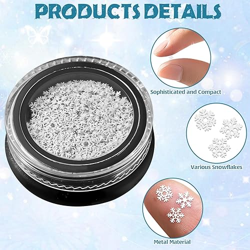 Miniatura 2 de 300 piezas de mini copos de nieve de invierno para Navidad, pequeños dijes de copo de nieve, mini adornos de copos de nieve de metal para