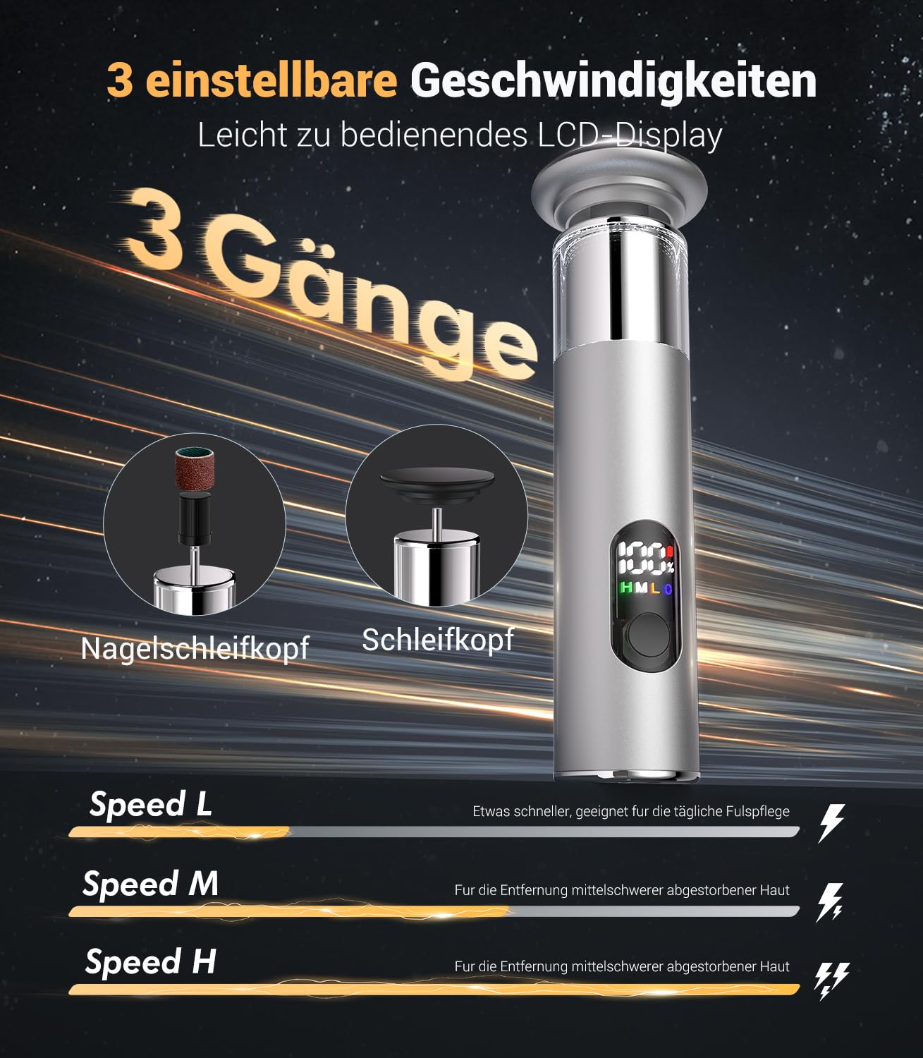 Eliminador de callos eléctrico 7 en 1 【nº 1 en eliminación de callos – certificado】 Eliminador de callos 【Con pantalla LED y luz integrada】Eliminación de callos con USB-C para el hogar, viajes (Sliver