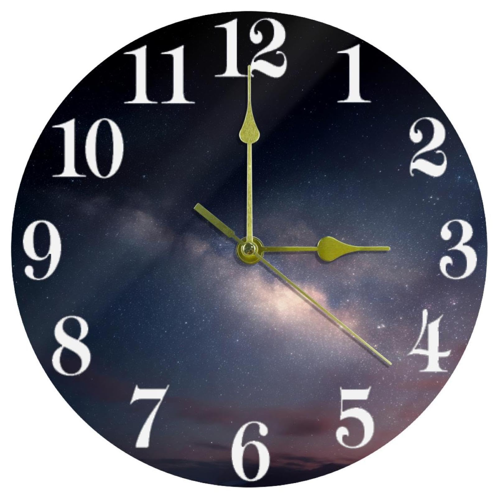 Horloge murale cuisine et bureau au motif de ciel nocturne étoilé