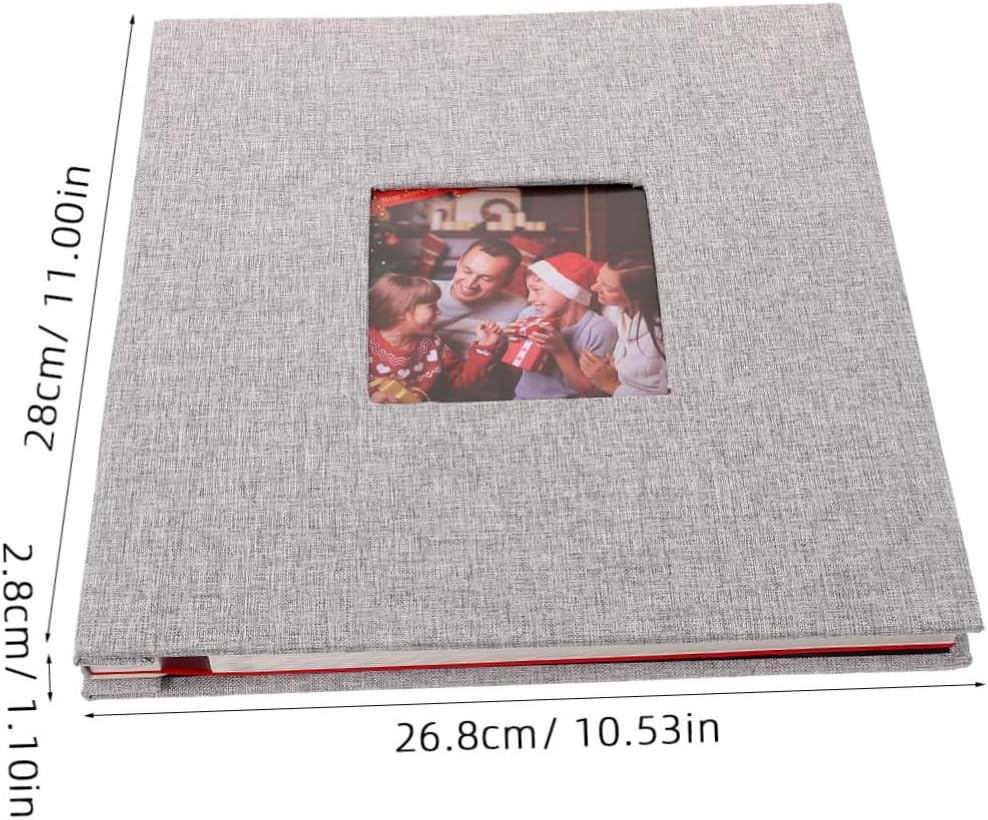 1set Diy Window Photo Album with Adhesive Pages Grey Cover Portable Scrapbooking Album for Collecting Memories Friends and Family