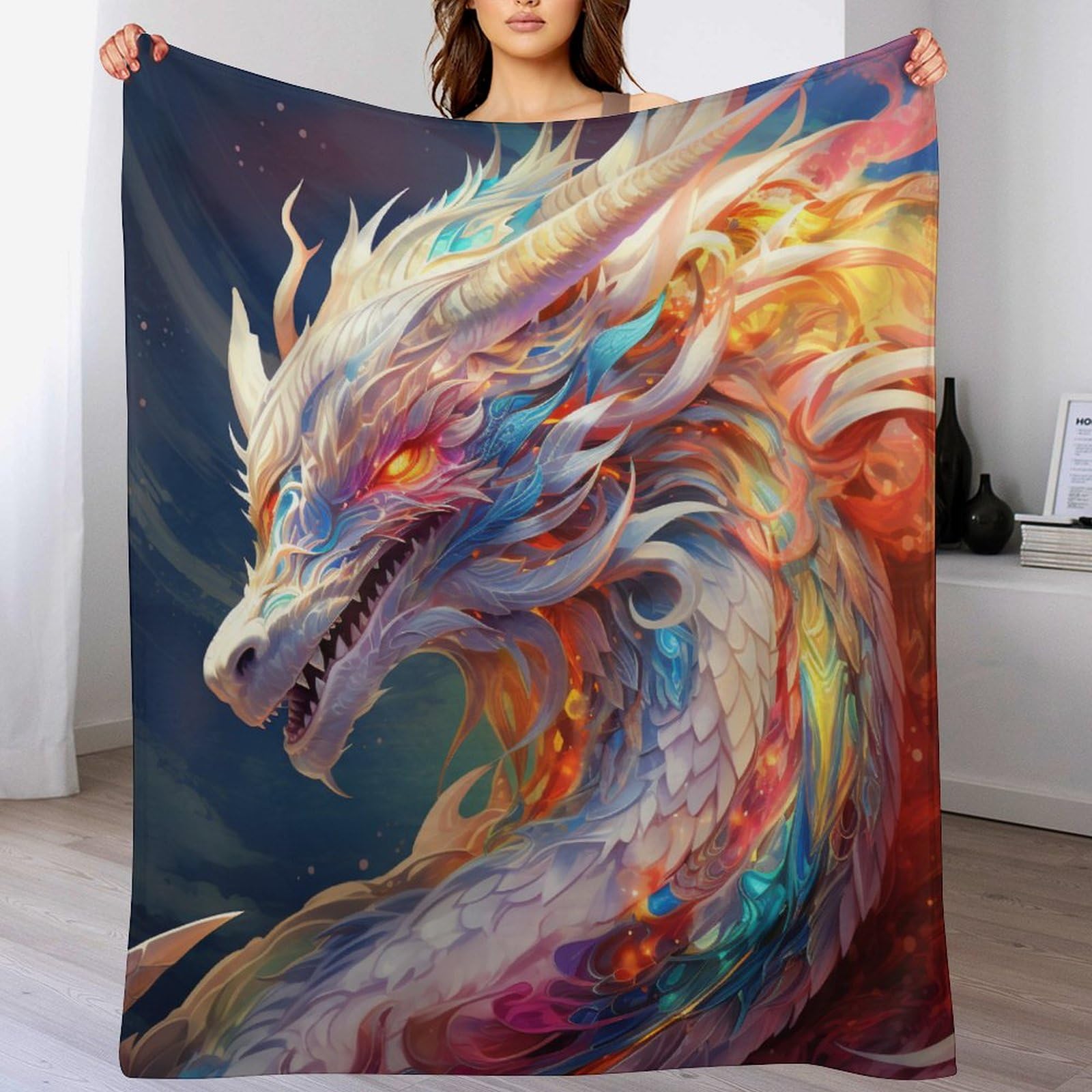 Couverture dragon 3D légère anti-froid plaid polaire doux toutes saisons