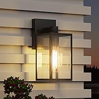 WIHTU Waterproof Outdoor Wall Light Fixture - Black Coach Lantern Sconce for Porch, Patio, Garage, Entryway - E26 Rust-Resistant