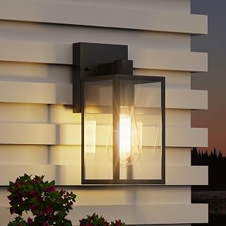 WIHTU Waterproof Outdoor Wall Light Fixture - Black Coach Lantern Sconce for Porch, Patio, Garage, Entryway - E26 Rust-Resistant