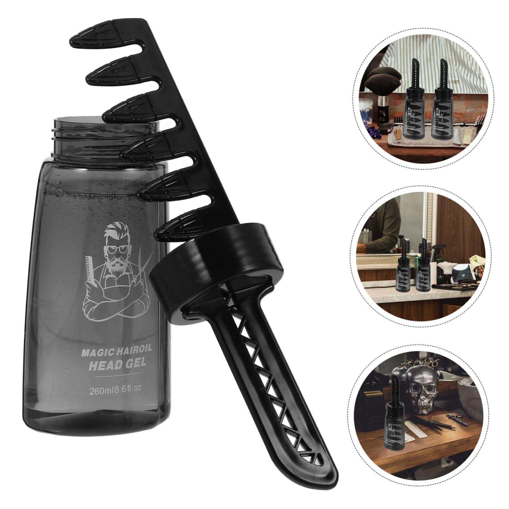 CALLARON 3 Leere Haargelflaschen mit Kamm und Applikator Haargel Behälter für Haarwachs 260 ml Kunststoff 3 Stück