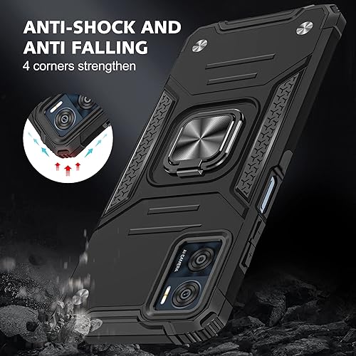 Miniatura 5 de Asuwish Funda de teléfono para Motorola Moto E22E22i 4G con protector de pantalla de vidrio templado y soporte de anillo delgado híbrido protector