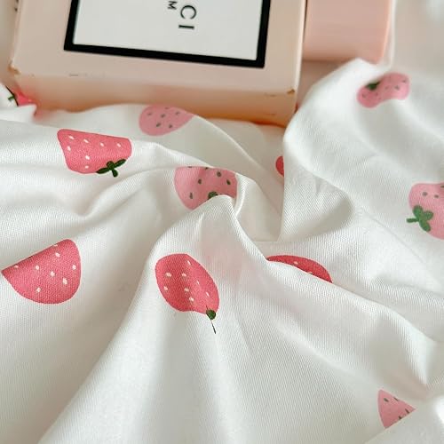 Miniatura 9 de AOJIM Juego de funda de edredón rosa, juego de cama 100% algodón, funda de edredón estética con bonita fresa, juego de funda de edredón de 3 piezas