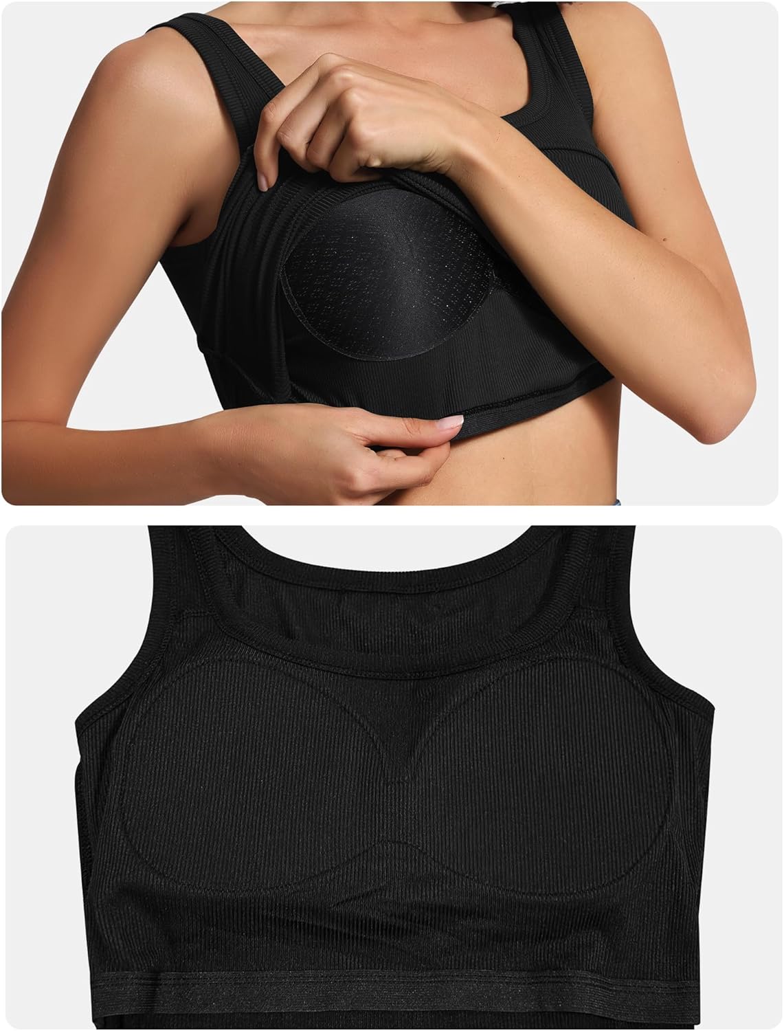 OwnTime Womens Tank Tops with Built in Bras Summer Square Neck Sleeveless Shirts Ribbed Fitted Basic Casual Tops - Image 4