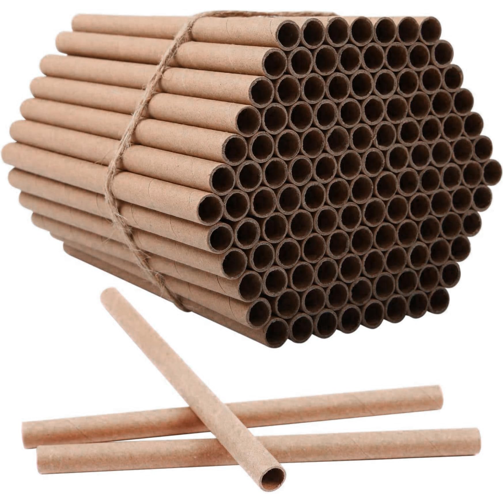 100Pcs Bee Nesting Tubes, 6" Length 0.3" Inner Dia. Reliable Cardboard Tubes, Eco-Friendly Paper Insect Hotel for Bee Hotels and Nesting Boxes, Cardboard
