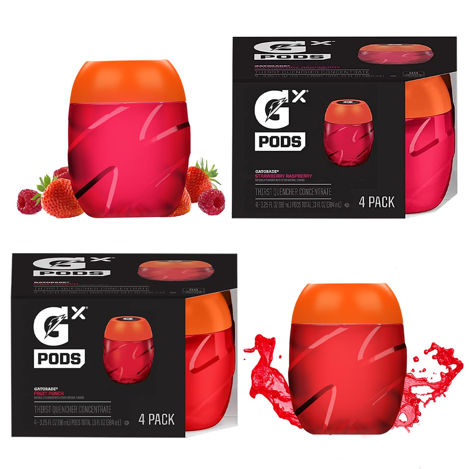 Gatorade Gx Pods, Fruit Punch and Strawberry Raspberry, 8