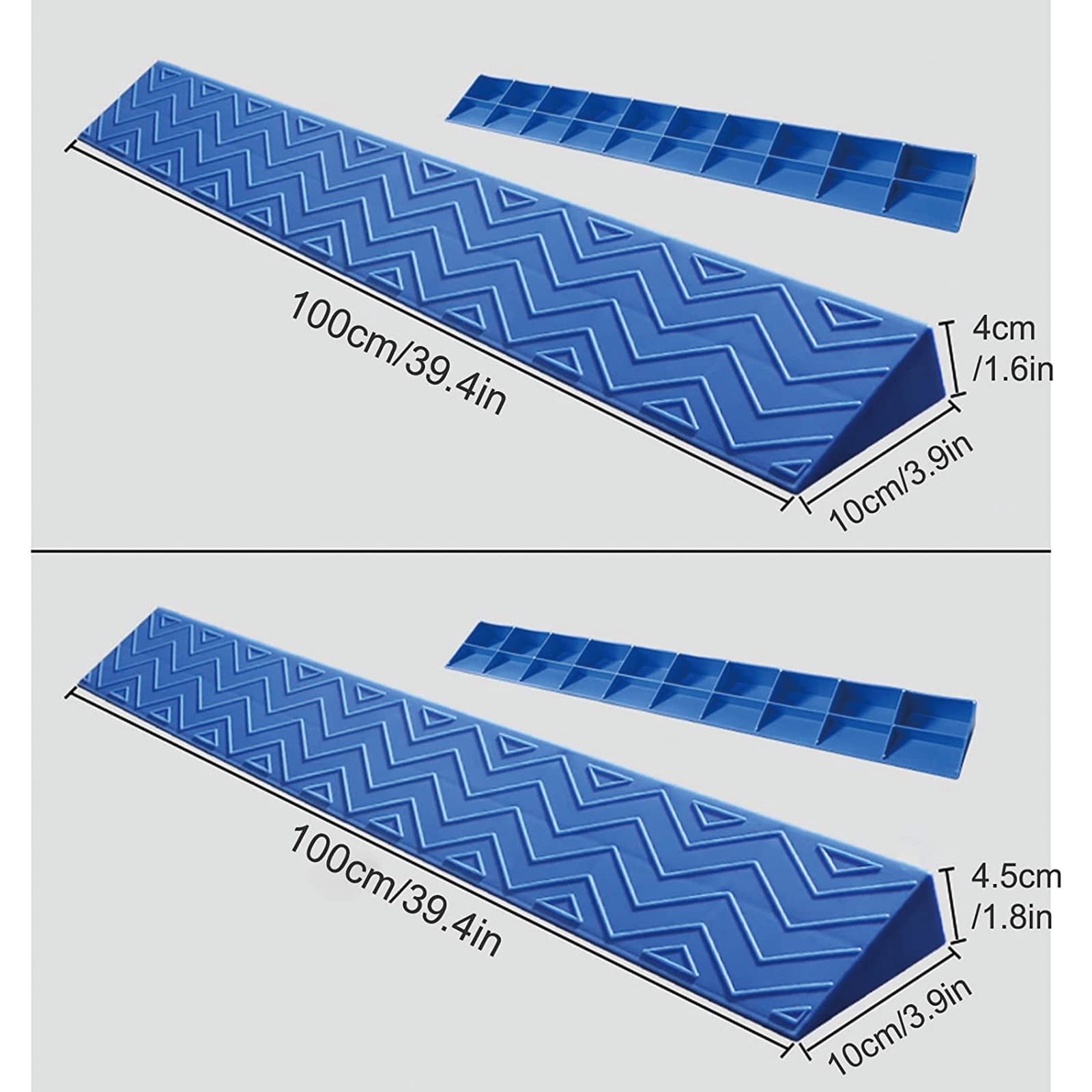 ZTZBFGM Indoor Curb Ramps, Threshold Door Step Ramp Portable Threshold Ramp 1 to 6.5 cm High Household Non-Slip Steps Ramps Doorway Lightweight Plastic Curb Ramps,Blue,100x10x4cm