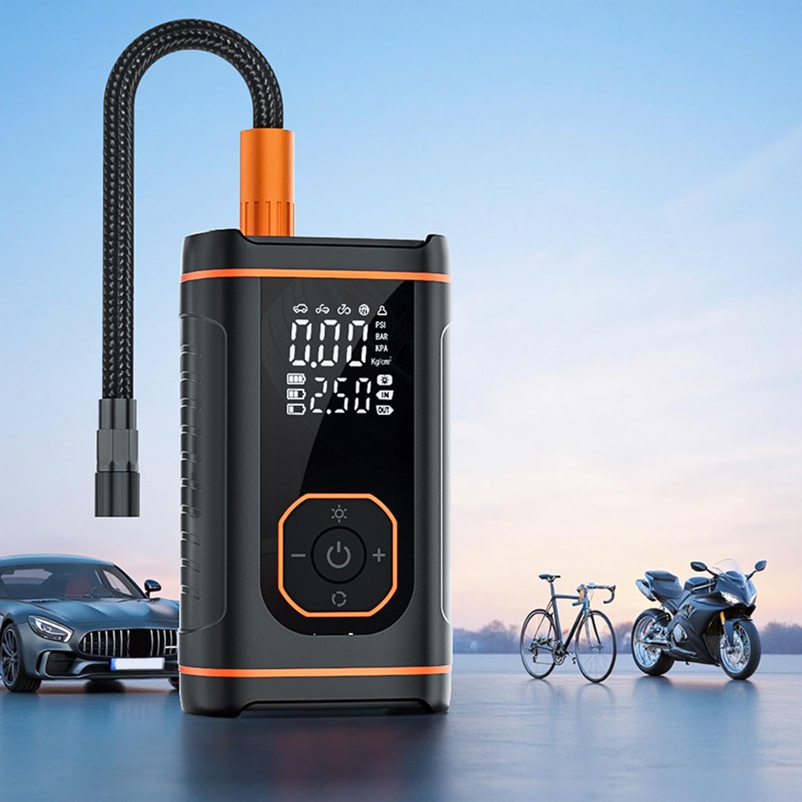 Gonfiapenne Portatile per Pneumatici Per Motociclette Con Batteria Ad Alta | Gonfiapneumatici Per Veicoli A Motore per Pneumatici di Moto Bici Palloni