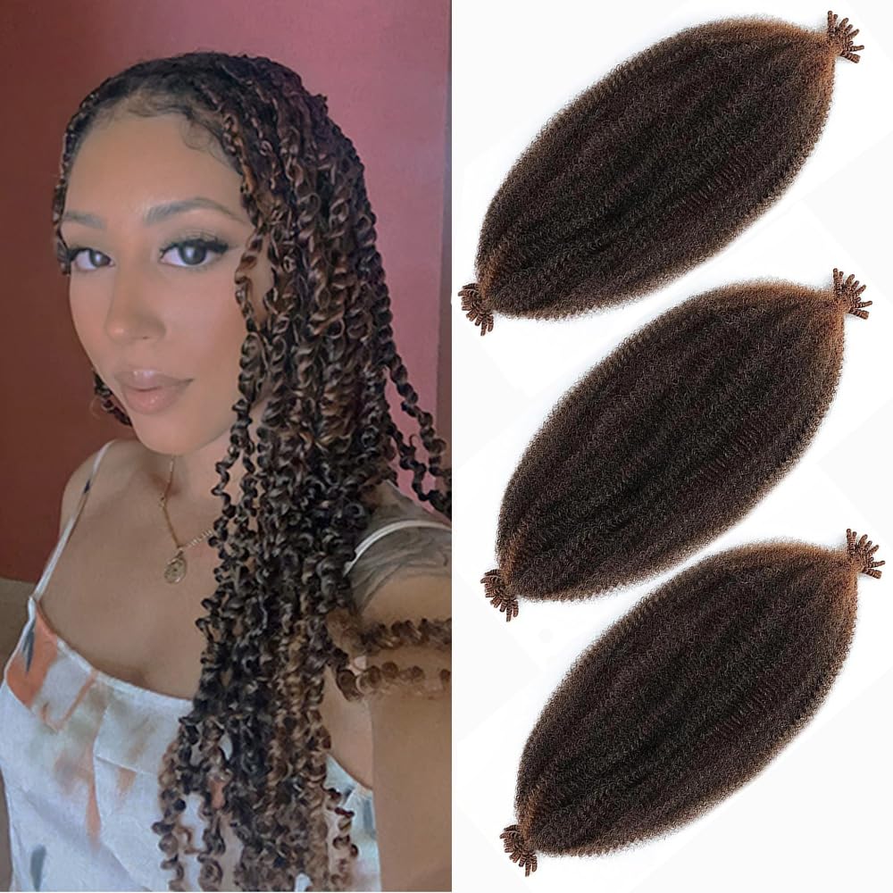 Afro Twist Hair 16Inch 3Packs Springy Afor Twist Hair Pre Fluffed Spring Twist Hair (16 Inch (Pack of 3), T/30#) …