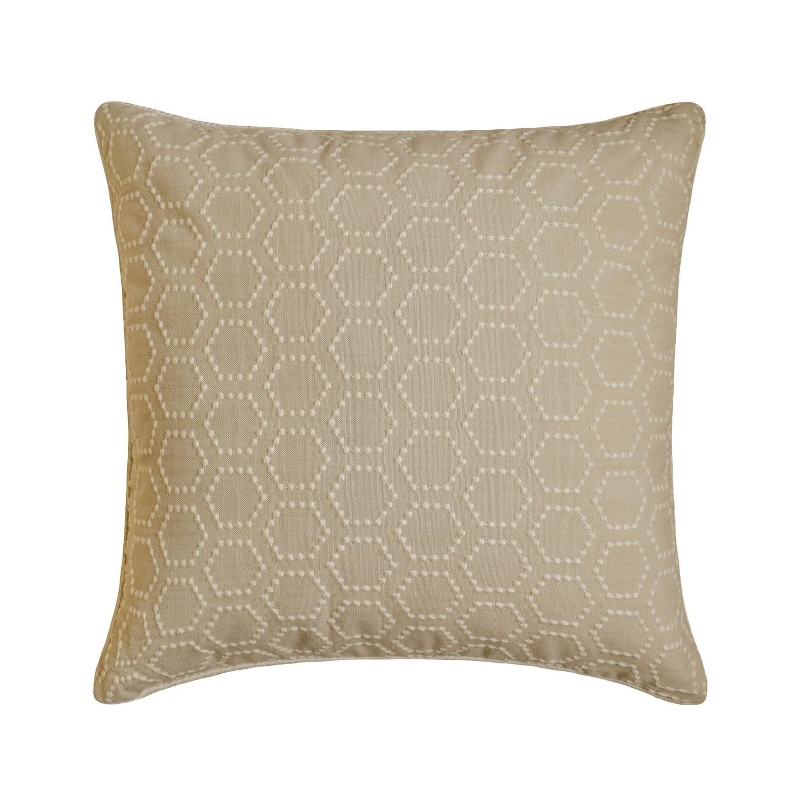 The HomeCentric Linen Embroidered Decorative Throw Cushion Cover, Geometric Pattern Modern Couch Cushion Covers 40 x 40 Natural Linen Cushions, Beige Cushion Covers 40x40 cm (16x16 inch) - Fresh Linen โ image 1