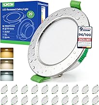 HOMEOW Pack of 20 LED Interior Ceiling Spotlights, Opening 68-80 mm, 5 W Nickel LED Downlight Recessed Warm Light 2700K Neutral 4000K Cold 6000K, IP44 Portholes for Ceiling Bathroom Kitchen
