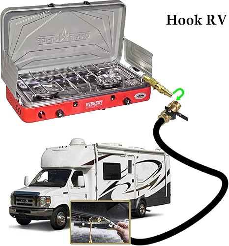 Miniatura 3 de MENSI Adaptador de propano de 14 de pulgada, ajuste de desconexión rápida compatible con Stansport, Camp Chef Mountaineer, Eureka Gonzo, Jetbroil