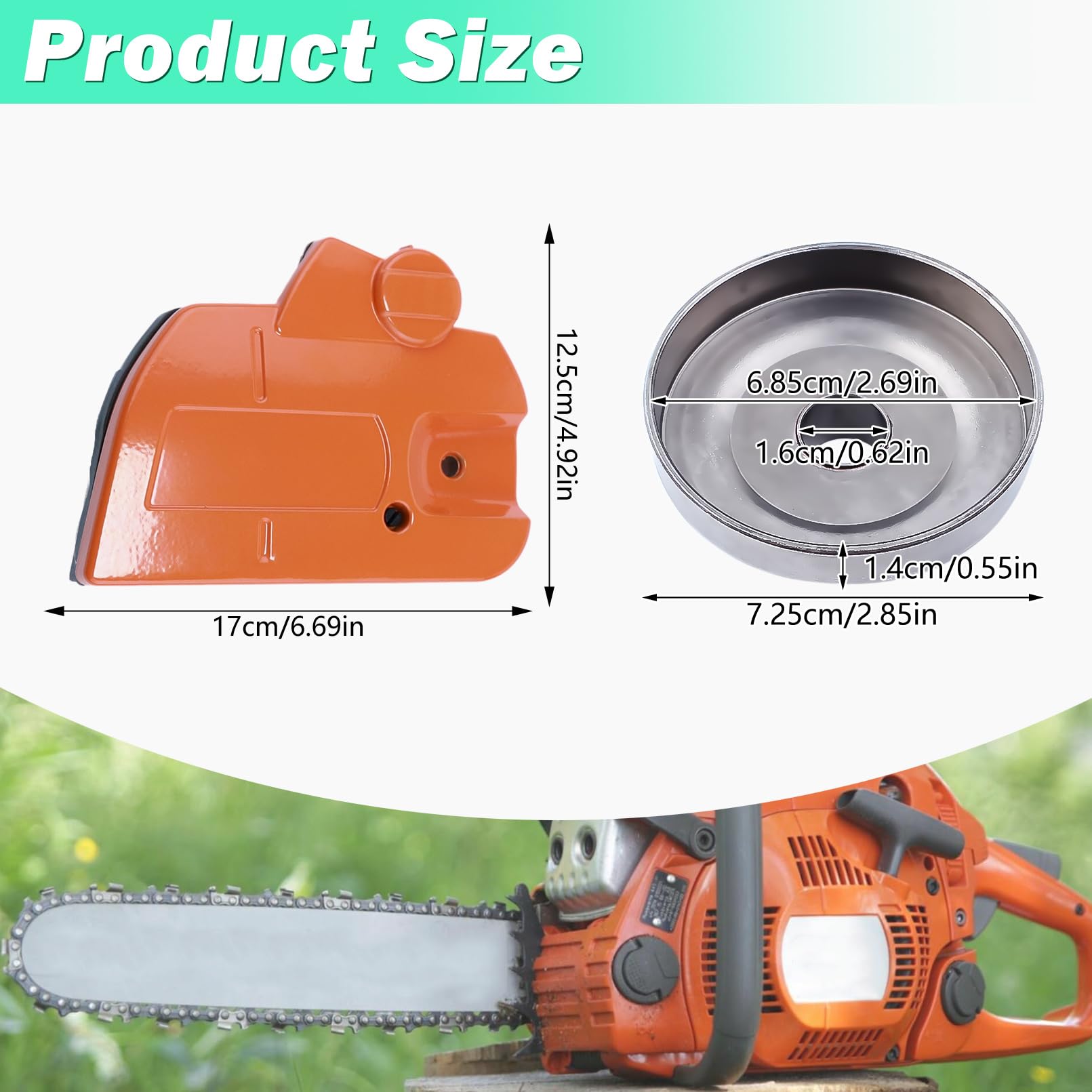 Cubierta de embrague de freno Kit Para Husqvarna 445 450 con tambor de embrague 7T de .325 ", engranaje helicoidal, filtro de aire, cojinete de agujas 544097902, 578097901