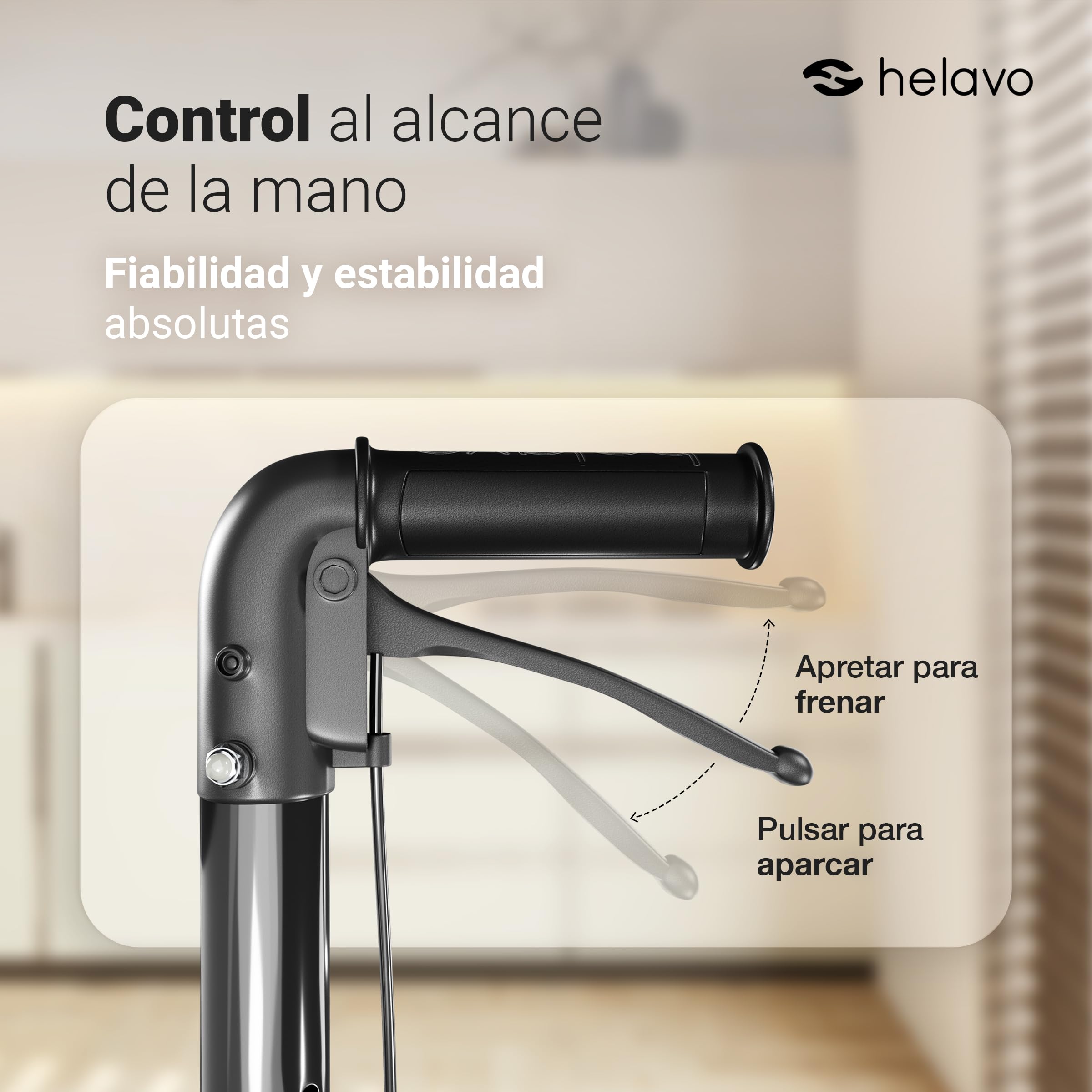 Helavo Andador de 3 Ruedas con Ruedas Dobles Delanteras - sólo 5,5 kg, Plegable, Estrecho, Andador para Adulto de Interior y Exterior, Andador Para Anciano de Aluminio