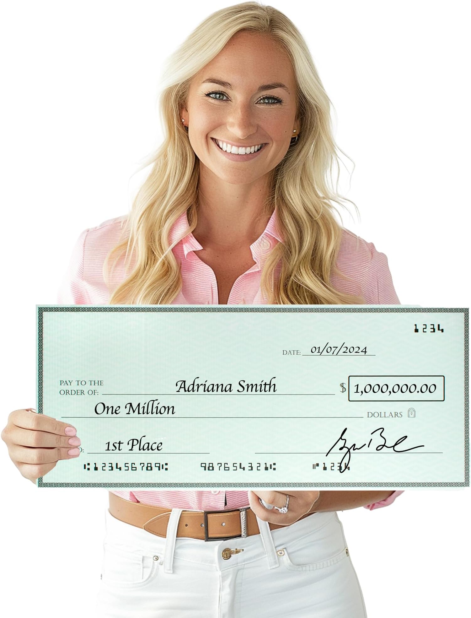 Giant Check (23.5 x 12.5 inches) - Big Check for Presentation - Oversized Fake Check Award - Giant Blank Check - Promotional Check - Big Presentation Checks
