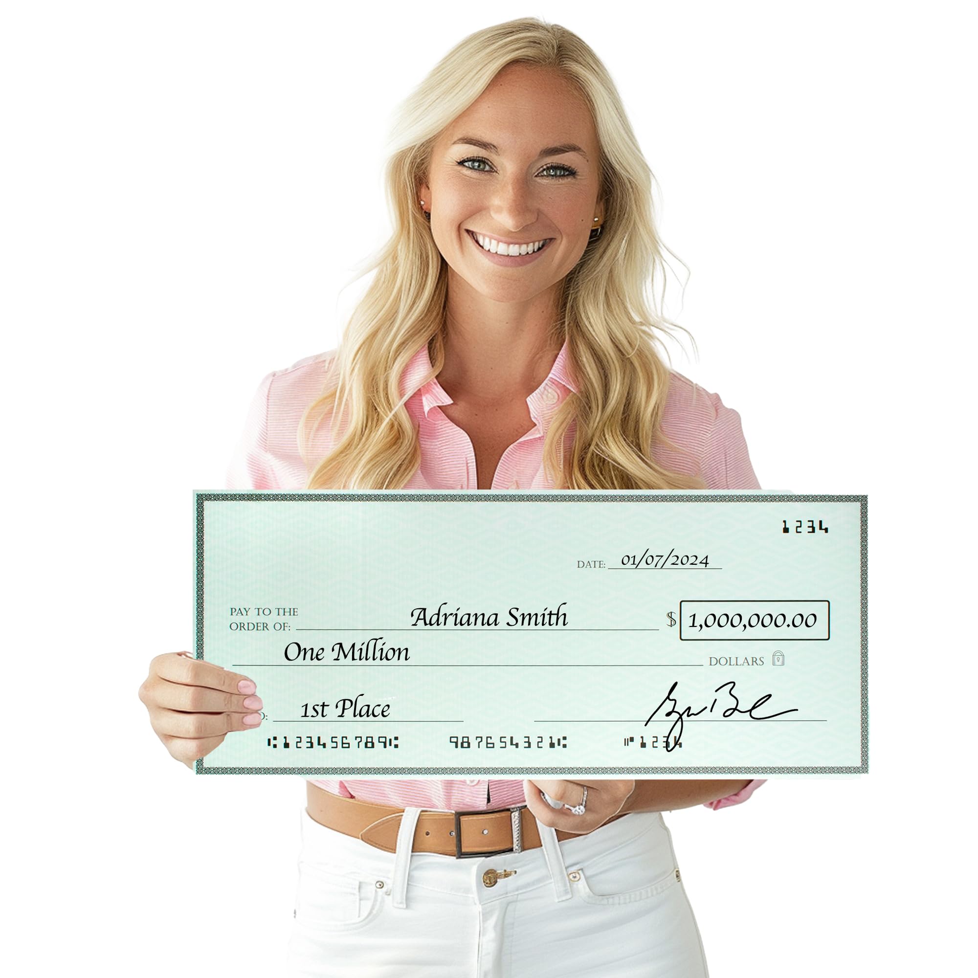 Giant Check (23.5 x 12.5 inches) - Big Check for Presentation - Oversized Fake Check Award - Giant Blank Check - Promotional Check - Big Presentation Checks