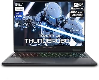 Thunderobot Radiant 16 i9 4060 2.5K Gaming Laptop, 16" WQXGA 240Hz Display, Intel Core i9-13900HX, GeForce RTX 4060, 32GB DDR5 RAM, 1TB PCIe SSD, RGB Backlit Keyboard, Wi-Fi 6, Win 11 Home, Gray