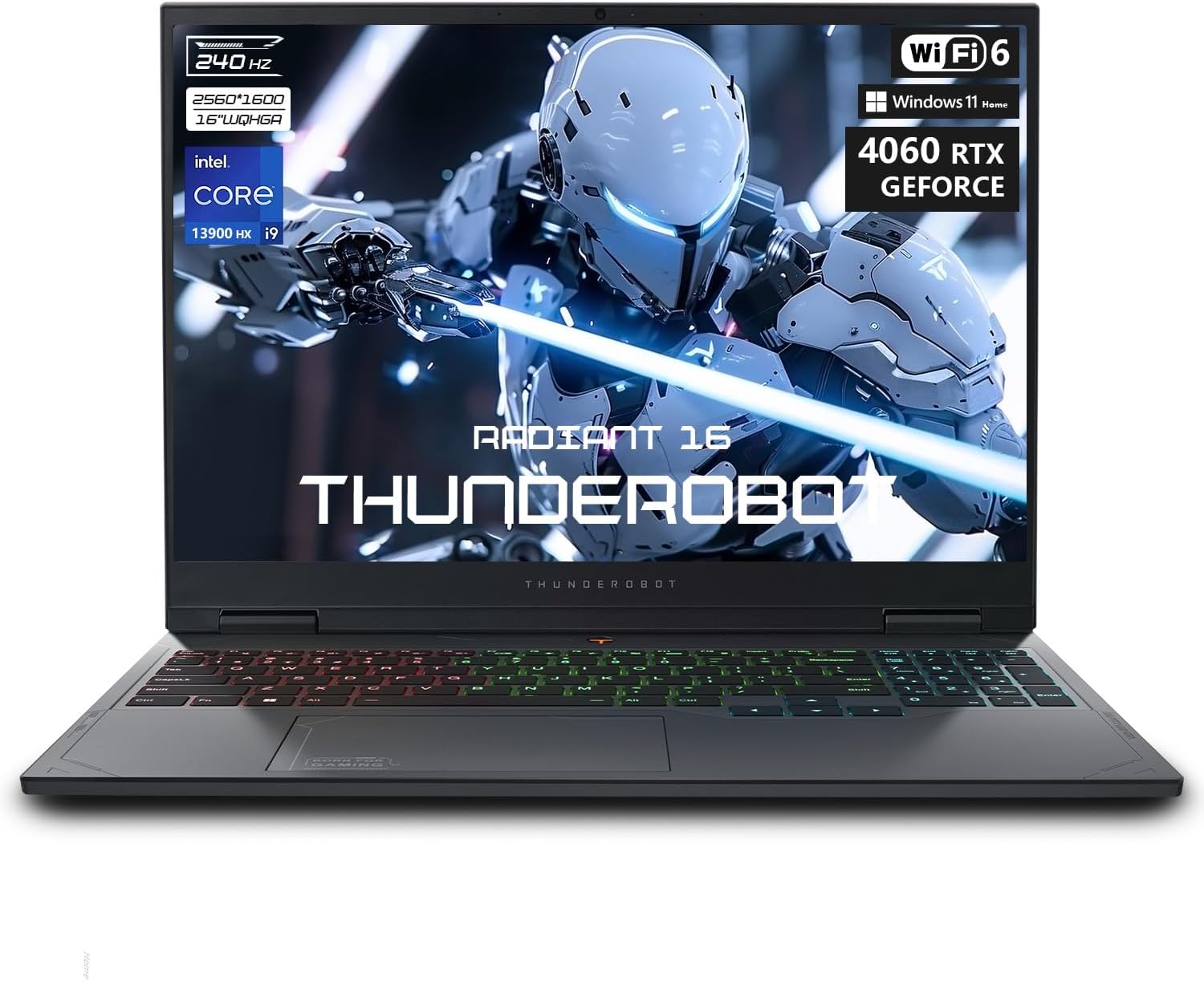 Thunderobot Radiant 16 i9 4060 2.5K Gaming Laptop, 16" WQXGA 240Hz Display, Core i9-13900HX, GeForce RTX 4060, 32GB DDR5 RAM, 2TB PCIe SSD, RGB Backlit Keyboard, Wi-Fi 6, Win 11 Home,
