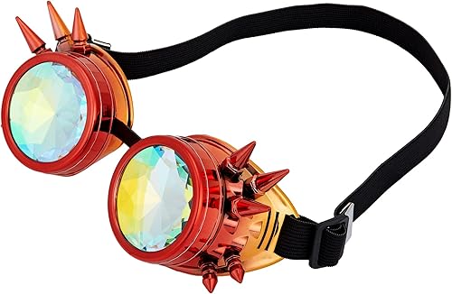 Miniatura 133 de Gafas de caleidoscopio retro con pinchos, gafas de cristal arcoíris steampunk estilo soldadura, gafas de cosplay punk