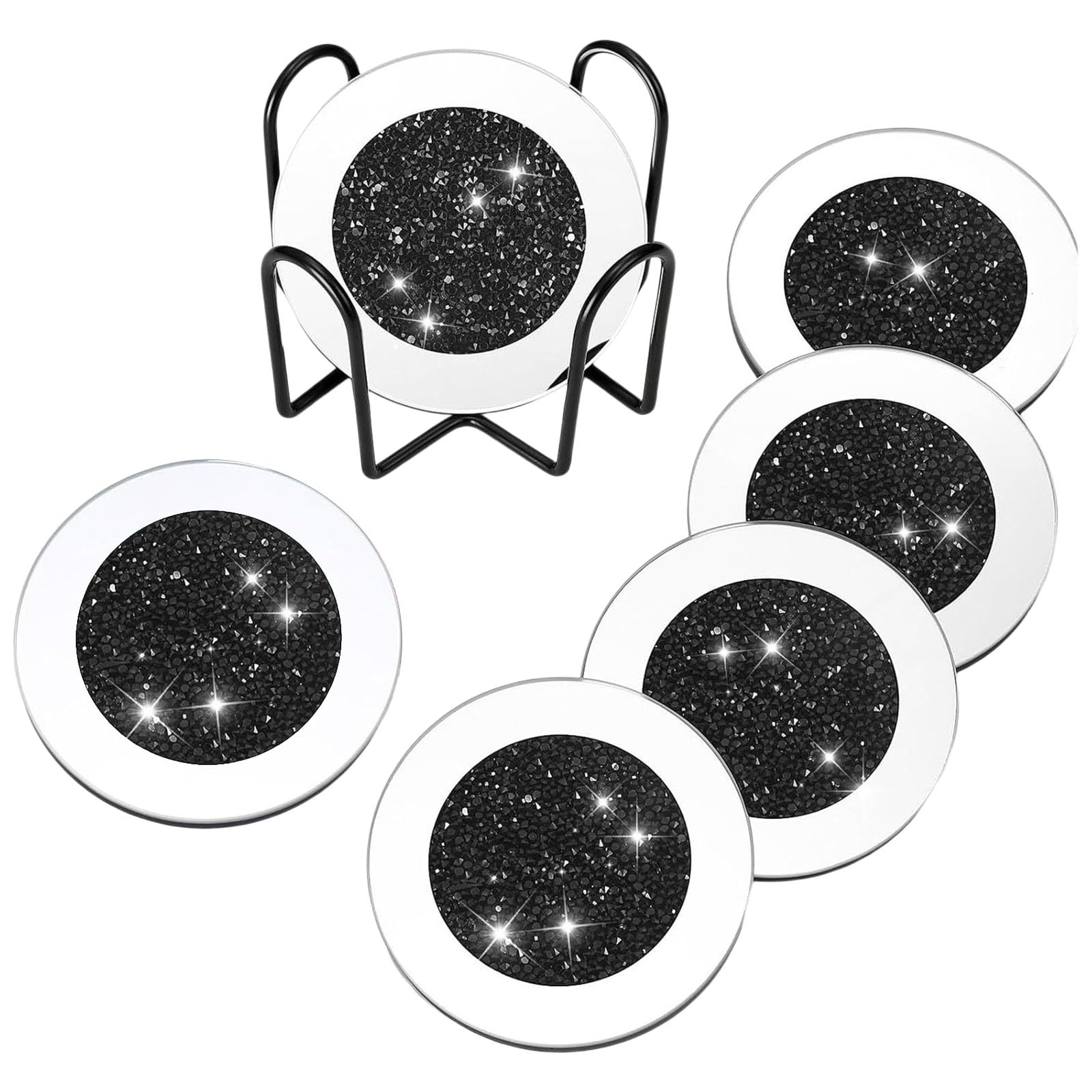 jiingekk Premium Glass Mats Collection 6pc Heatproof Design Decorative for Coffee Table Decors Table Decors Coasters