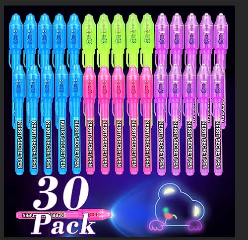 30 bolígrafos de tinta invisible con luz UV, bolígrafos espía con mensaje secreto, marcadores de tinta invisible mágica, recuerdos de fiesta para