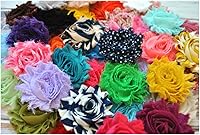 YYCRAFT 30 Pack 2.5" Shabby Chiffon Fabric Roses Flowers - Solids & Prints Assorted Mix for Headbands, Bows, Crafts