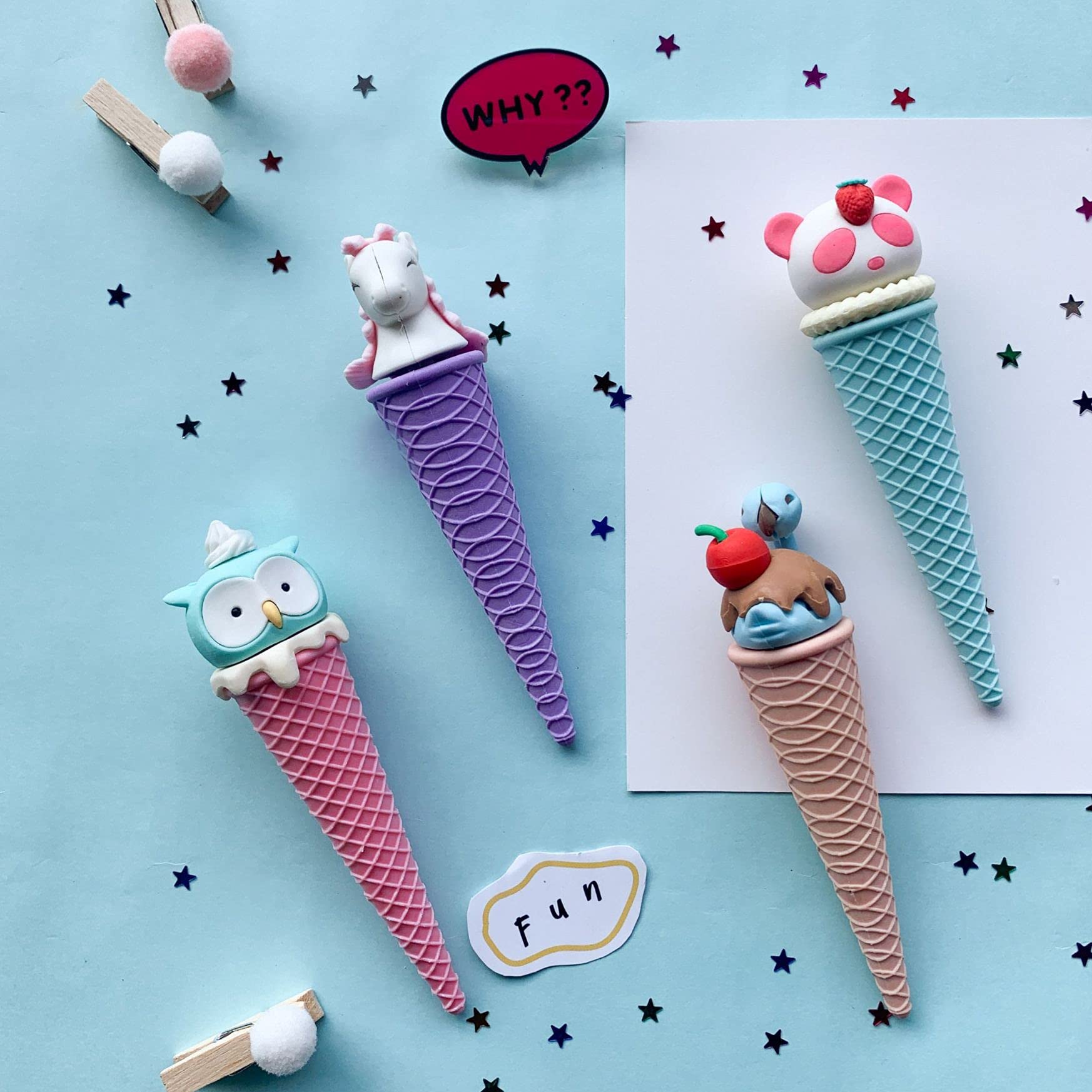 Pack of 5pcs Dessert Erasers Set Ice Cream Popsicle Rubber Pencil Eraser for Kids School Students Novelty Erasers School Stationery Kanjak Return Gift for Girls Birthday Party Favors