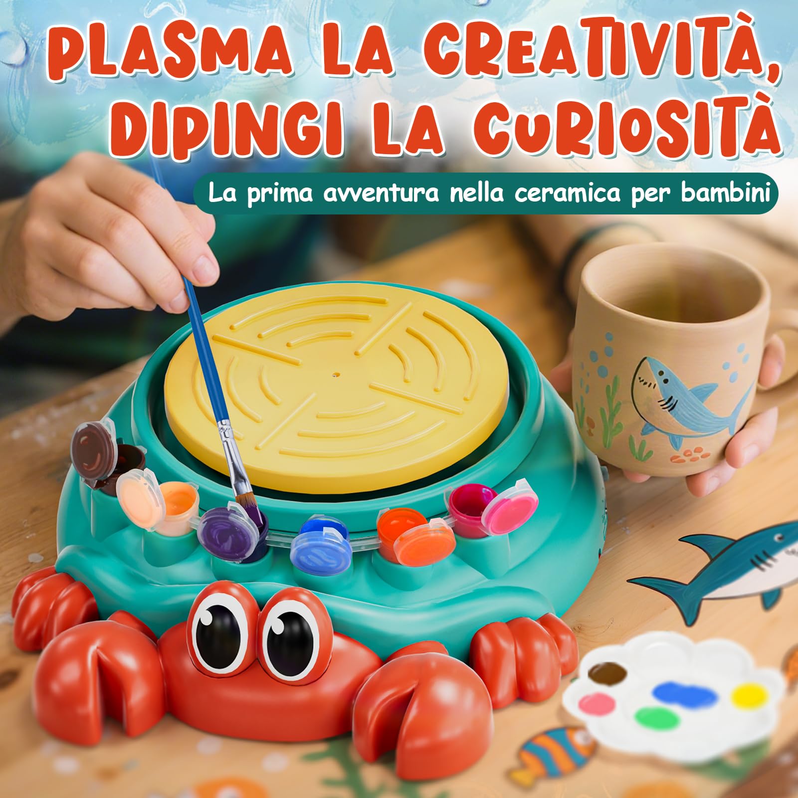 Lehoo Castle Ruota in Ceramica per Bambini, Giochi Regalo Bambina 8 9 10 11 12 Anni Arte e Artigianato in Ceramica per Bambini con Kit di Pittura ad Argilla Secca All'aria, Sstrumenti per Scolpire