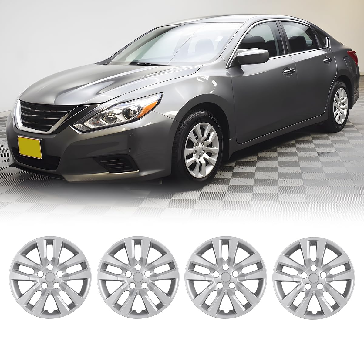 AUTOWIKI Wheel Covers Hubcaps Replacements Fits for Nissan Altima Sedan 2013-2018, 16 Inch; Silver Color; PP Material; Set of 4 Wheels Rim Cover for