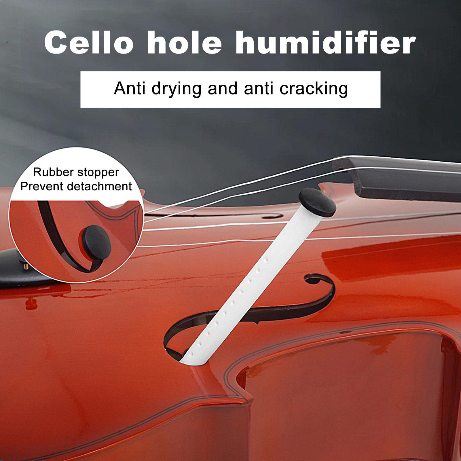 Humidificador para violonchelo Dampit - Herramienta de humedad 'Humidificador con orificio F, Humidificadores impermeables para mantenimiento a prueba de fugas para violonchelo, accesorio de