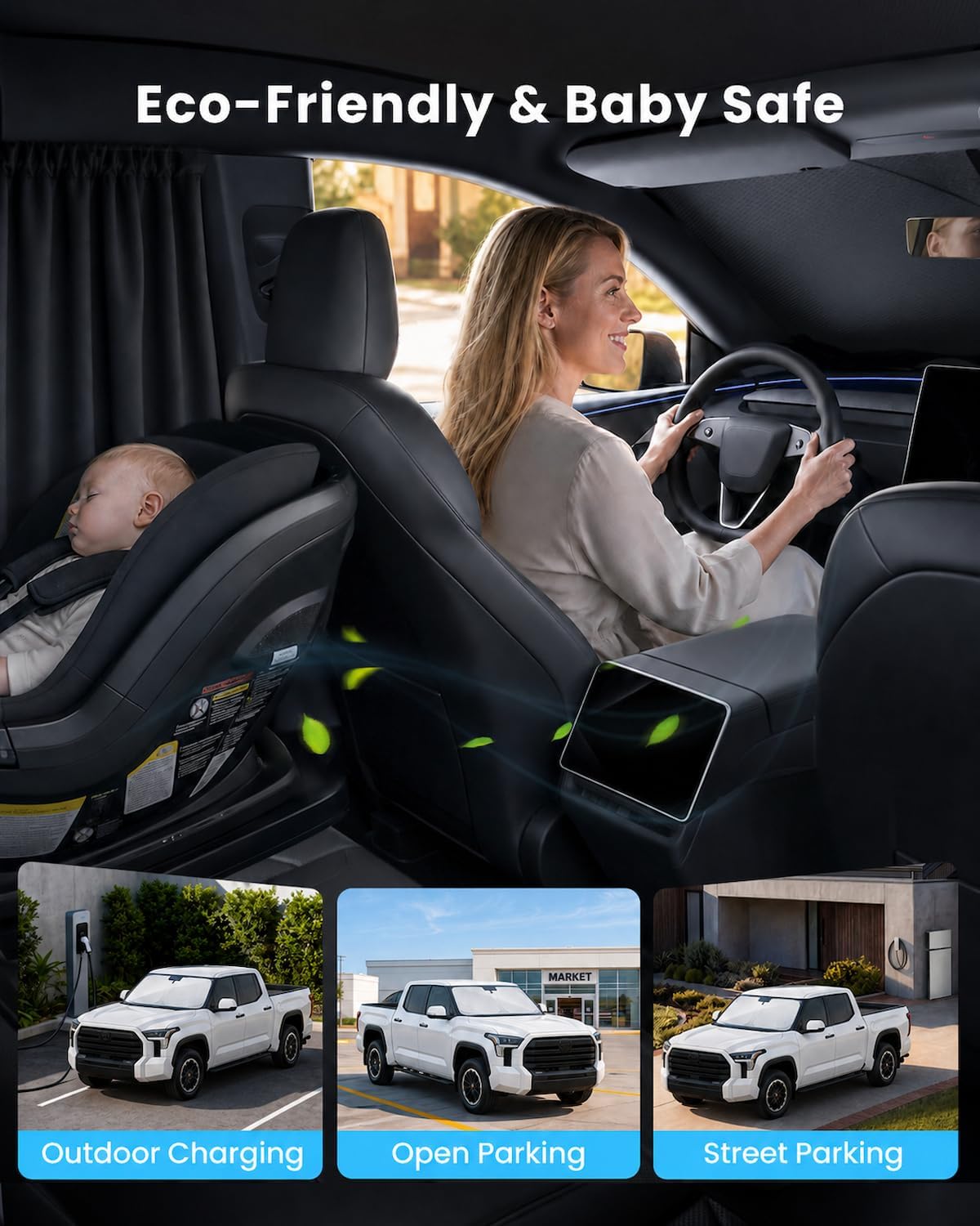 REEVAA 2026 3rd Pro Windshield Sunshade for 2022-2026 Toyota Tundra | Dual-Layer Heat & Sun Defense, OEM Design | Foldable Sun Shade Car Accessories with Storage Bag