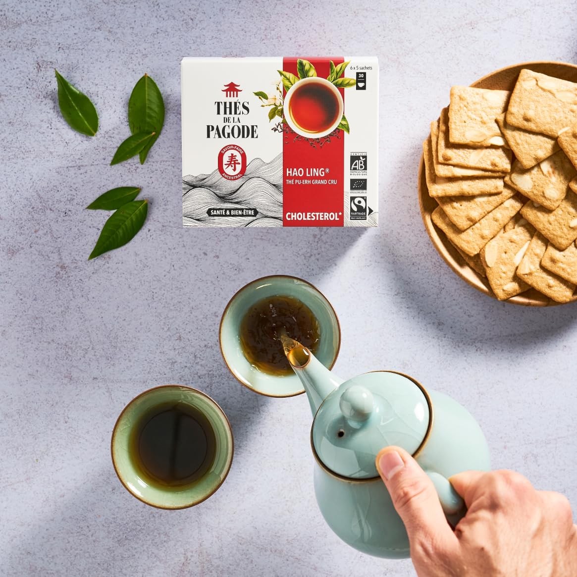 Thés de la Pagode | Té Hao Ling Ecológico de Comercio Justo | Lote de 2x 30 bolsitas | Té Pu-Erh con Antioxidantes | Mantenimiento de un Nivel Saludable de Colesterol | Sabor Amaderado y Redondo