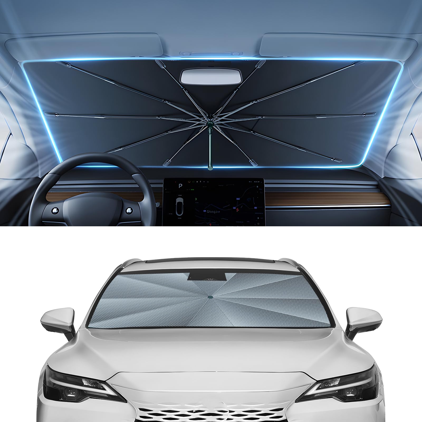 Autorder Windshield Sun Shade Umbrella for 2023-2026 Lexus RX Accessories,Upgraded Ice Crystal Material,Easy Setup Umbrella Sunshade for Car Windshield,100% Sun Blocking