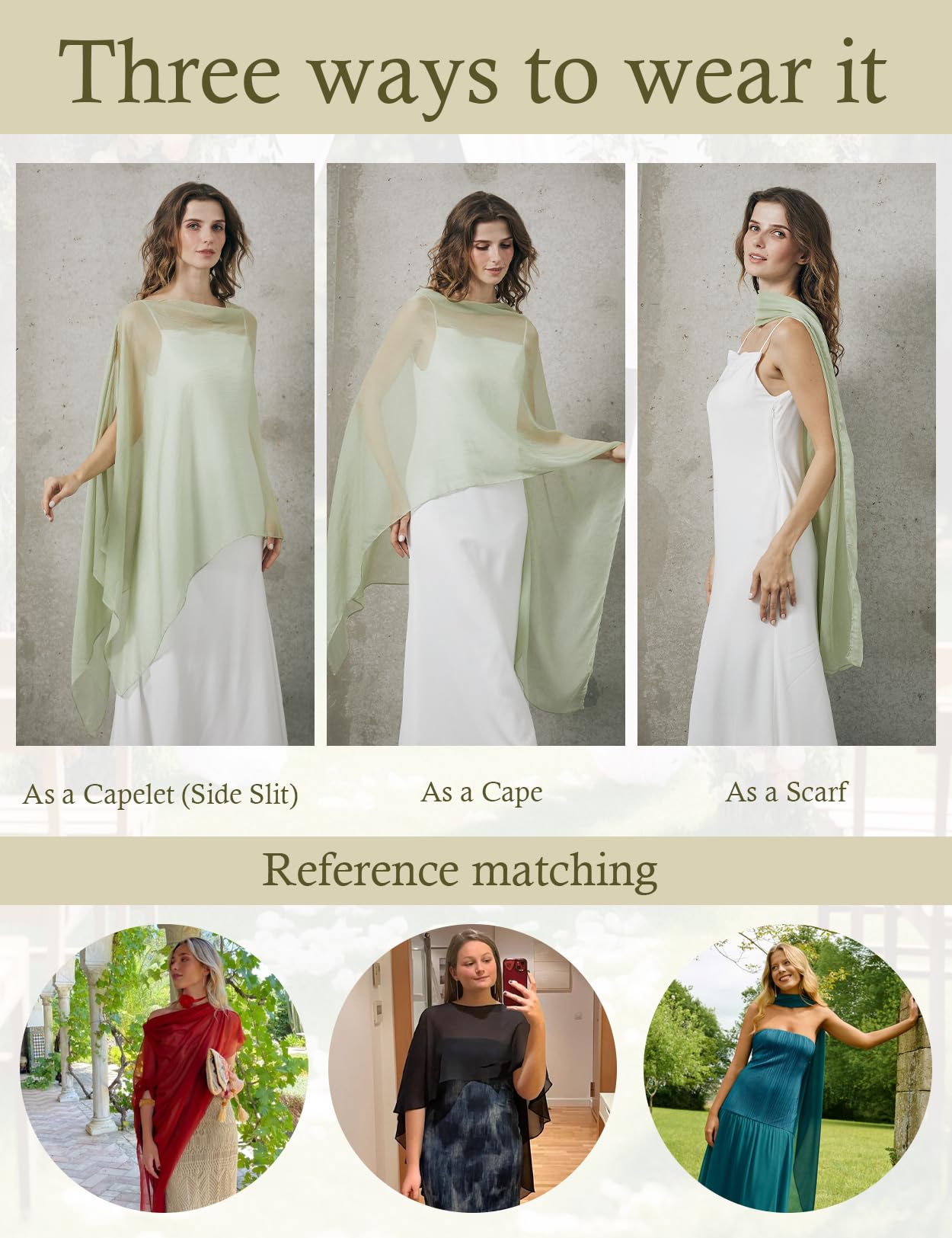 BEAUTELICATE Chal de Crepé Chiffon para Mujer Capa Gasa Fiesta Ligera para Novias Bodas y Vestidos de Noche