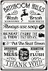SUPERDANT Bathroom Rules Metal Signs Bathroom Quotes Tin Signs Restroom Metal Sign Funny Signs Toilet Metal Wall Art Toilet Sink Toilet Pictures Wall Decoration 20x30cm