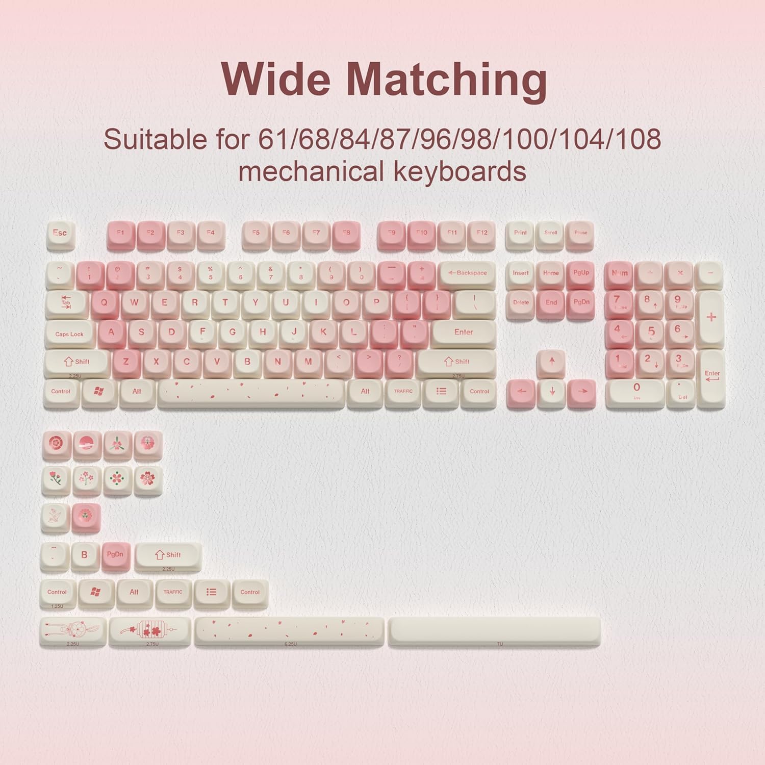 MOA Tastenkappen 75 Prozent, 133 Tasten Dye-Sublimation, individuelles PBT-Tastenkappenset ASIN US für 61/64/68/84/87/100/104/108 Cherry MX Mechanische Tastatur (nur Tastenkappen)
