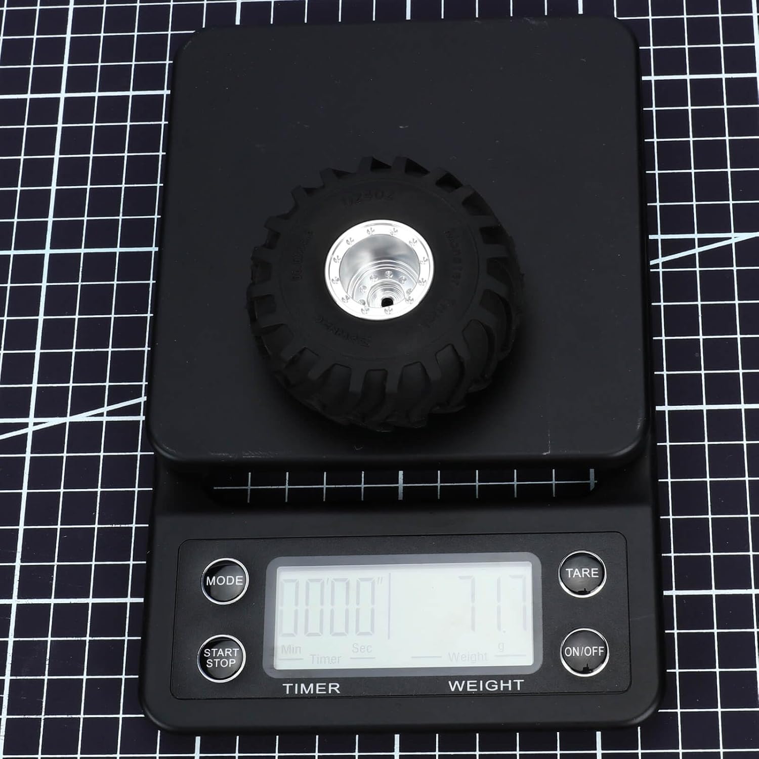 RCAWD SCX24 Monster Truck Wheels and Tires Set Big Alloy Beadlock Rim for Axial 1/24 SCX24 & AX24 Series 70MM*32MM Silver